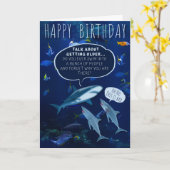 Funny Mans Shark Birthday Aging Spaß Blue Card Karte (Gelbe Blume)