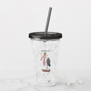 Funny marabou Storch Cartoon Acryltrinkbecher