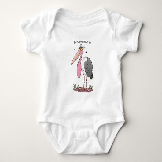 Funny marabou Storch Cartoon Baby Strampler (Vorderseite)