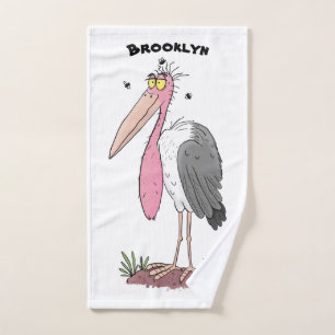 Funny marabou Storch Cartoon Badhandtuch Set