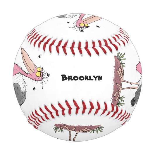 Funny marabou Storch Cartoon Baseball (Rückseite)