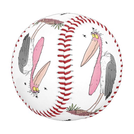 Funny marabou Storch Cartoon Baseball (Schrägansicht)