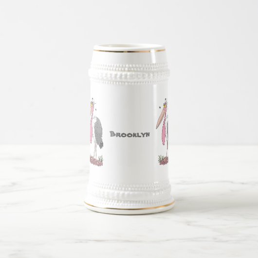 Funny marabou Storch Cartoon Bierglas (Mittel)