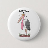 Funny marabou Storch Cartoon Button (Vorderseite)