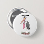 Funny marabou Storch Cartoon Button (Vorne & Hinten)