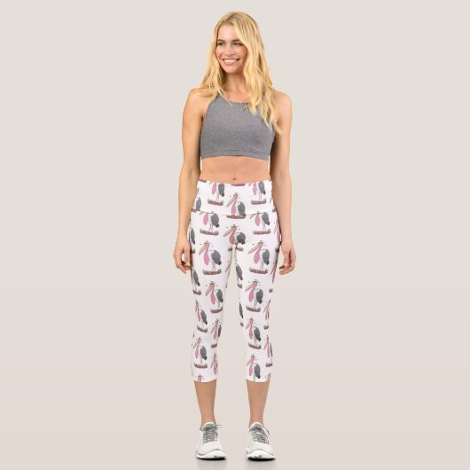 Funny marabou Storch Cartoon Capri Leggings (Vorderseite)