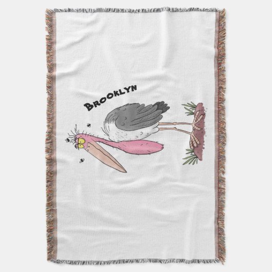 Funny marabou Storch Cartoon Decke (Vorderseite Vertikal)