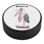 Funny marabou Storch Cartoon Eishockey Puck (3/4)