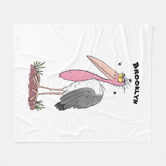 Funny marabou Storch Cartoon Fleecedecke (Vorderseite (Horizontal))