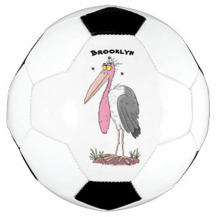 Funny marabou Storch Cartoon Fußball