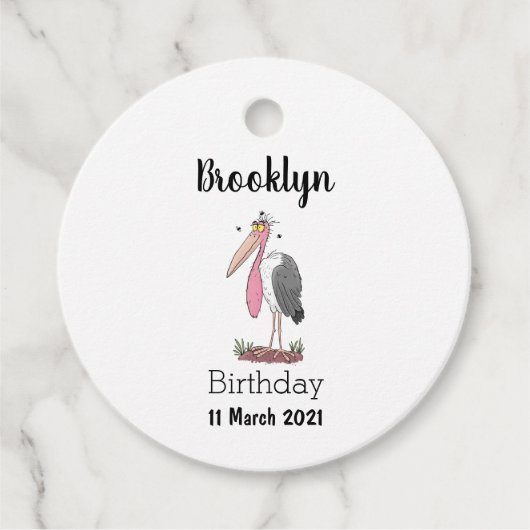 Funny marabou Storch Cartoon Geschenkanhänger (Vorderseite)