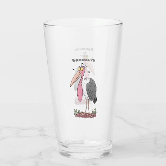 Funny marabou Storch Cartoon Glas (Rückseite)