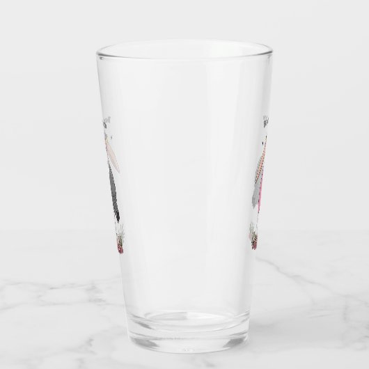 Funny marabou Storch Cartoon Glas (Links)