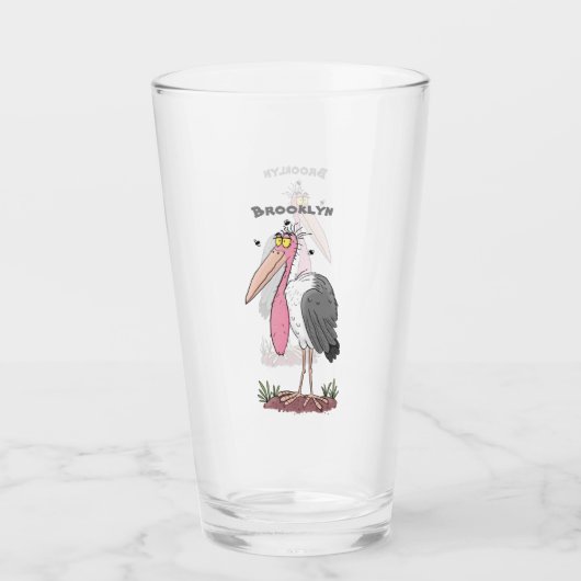 Funny marabou Storch Cartoon Glas (Vorderseite)