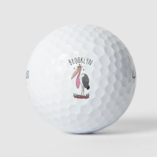 Funny marabou Storch Cartoon Golfball