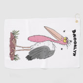 Funny marabou Storch Cartoon Golfhandtuch (Horizontal)