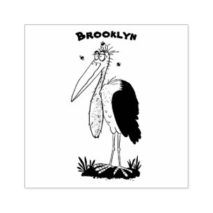 Funny marabou Storch Cartoon Gummistempel