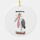 Funny marabou Storch Cartoon Keramik Ornament (Hinten)