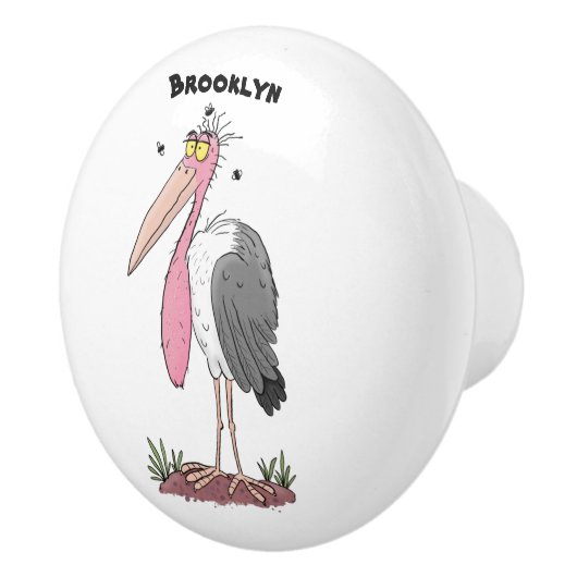 Funny marabou Storch Cartoon Keramikknauf (Rechts)