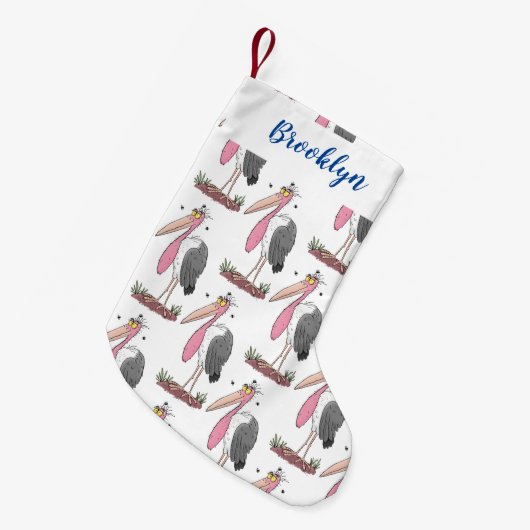 Funny marabou Storch Cartoon Kleiner Weihnachtsstrumpf (Vorderansicht (hängend))