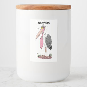 Funny marabou Storch Cartoon Lebensmitteletikett