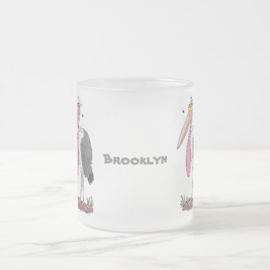 Funny marabou Storch Cartoon Mattglastasse (Mittel)