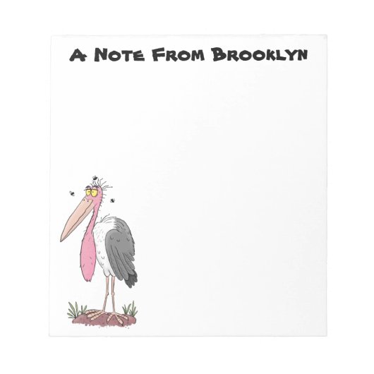 Funny marabou Storch Cartoon Notizblock (Vorderseite)