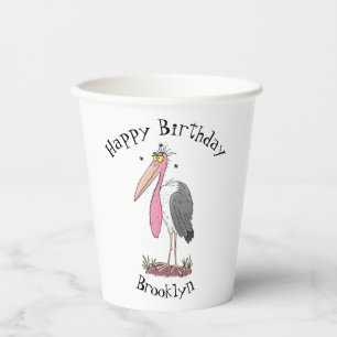 Funny marabou Storch Cartoon Pappbecher