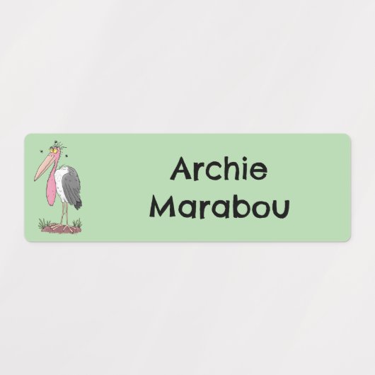 Funny marabou Storch Cartoon personalisiert Etiketten (Design 1)
