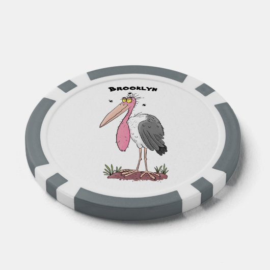 Funny marabou Storch Cartoon Pokerchips (Einzeln)