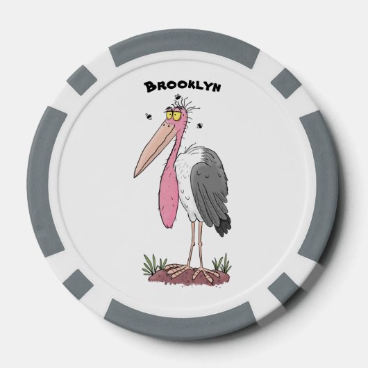 Funny marabou Storch Cartoon Pokerchips (Rückseite)