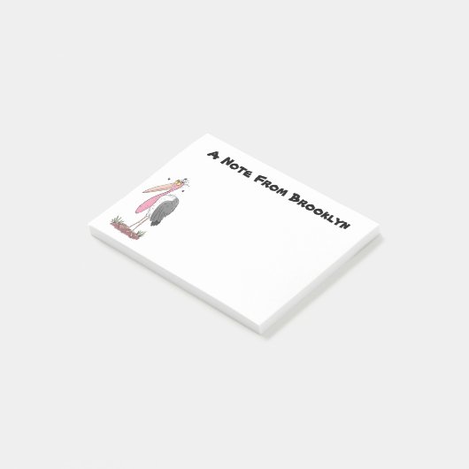 Funny marabou Storch Cartoon Post-it Klebezettel (angewinkelt)
