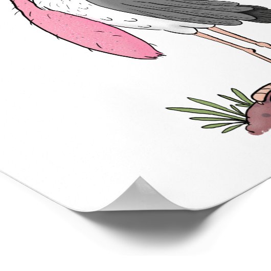 Funny marabou Storch Cartoon Poster (Ecke)