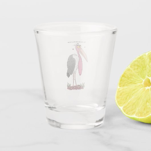 Funny marabou Storch Cartoon Schnapsglas (Rückseite)