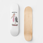 Funny marabou Storch Cartoon Skateboard (Vorderseite)
