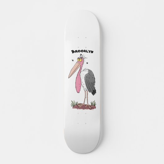 Funny marabou Storch Cartoon Skateboard (Vorne)