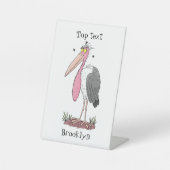 Funny marabou Storch Cartoon Sockelschild (Vorderseite)