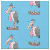Funny marabou Storch Cartoon Stoff (Nahaufnahme)