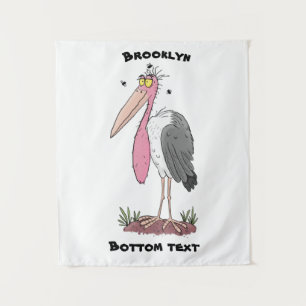 Funny marabou Storch Cartoon Wandteppich