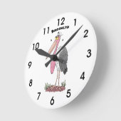 Funny marabou stork cartoon runde wanduhr (Winkel)