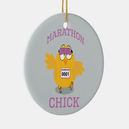 Funny Marathon Chick Keramikornament (Rechts)