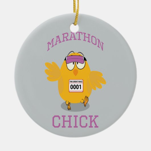Funny Marathon Chick Keramikornament (Vorne)