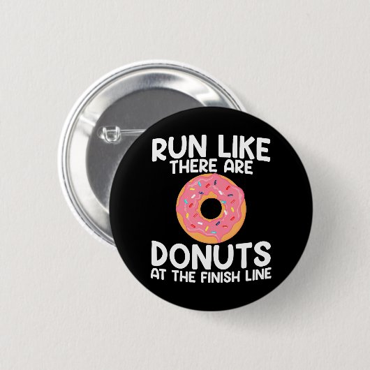 Funny Marathon Running Donut Half Marathon Button (Vorne & Hinten)