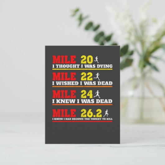 Funny Marathoner Runner Thoughts Running Joke Postkarte (Stehend Vorderseite)
