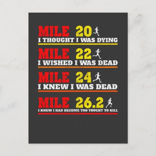 Funny Marathoner Runner Thoughts Running Joke Postkarte (Vorderseite)