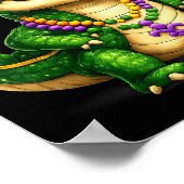 Funny Mardi Gras Alligator Beads Carnival Celebrat Poster (Ecke)