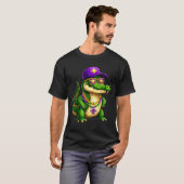 Funny Mardi Gras Alligator Beads Carnival Celebrat T-Shirt (Vorne ganz)