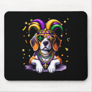 Funny Mardi Gras Bead Beagle Falknerei - Falconeri Mousepad