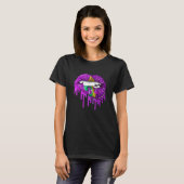 Funny Mardi Gras Carnival Purple Gold Lips Dripped T-Shirt (Vorne ganz)