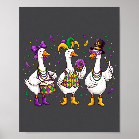 Funny Mardi Gras Carnival Silly Goose Mask Louisia Poster (Vorne)